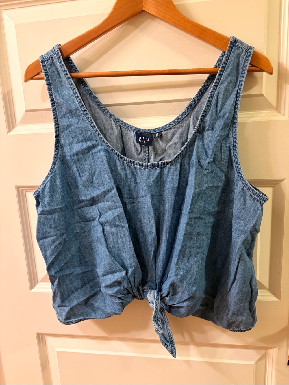 GAP Light Blue Denim Tie-Front Tank